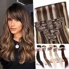 100% Clip In Real Remy Human Hair Extensions Full Head Highlight Invisible Wefts