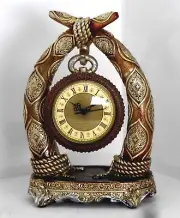 Horn design clock-Resin / Brown & gold / Gift / Home decorative