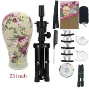 Training Canvas Mannequin Head for Display Styling Wig Making Stand Holder