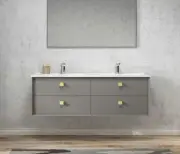 Boston 1500*460*550mm Wall Hung Matte Grey Vanity for Double Bowls Basin