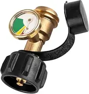 Propane Tank Gauge Level Indicator & Leak Detector - Gas Pressure Meter - Universal for RV Camper, Cylinder, BBQ Gas Grill, Heater & More - Type 1 Connection