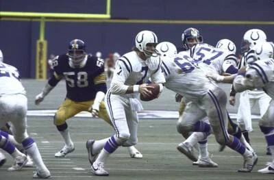 AFC playoffs Baltimore Colts QB Bert Jones in action vs Pittsburgh- Old Photo