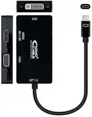 PRENDELUZ USB-C to VGA/DVI/HDMI Converter, 3 in 1 USB-C/M-VGA/H-DVI/H-HDMI/M Nano Cable
