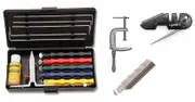 Lansky Deluxe Knife Sharpening System + C-Clamp Mount + Medium Serrated Hone LSMRT + Lansky Sharpening Kit PS-MED01 Bundle