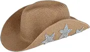 [CTM] David & Young Women's Straw Cowboy Hat with Silver Star Underbrim