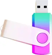 [REWBOAT] 1 Pack Purple-Cyan 2GB USB Flash Drive Gradient Color 2.0 Memory Stick Wholesale Bulk Swivel Design Thumb for Data Storage