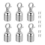 0.8"x2" Stanchion Rope End Stopper, 6 Pack Cord End Caps End Cap, Silver