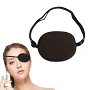 Mulberry Silk Eye Patch Elastic Amblyopia Strabismus Lazy Eye Patch Adjustable Single Eye Patch with Elastic Strap -Black