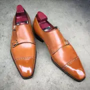 Tailor Made Men's Ten Leather Classic Double Monk Dress Shoe For Party Funcation