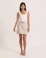 BNWT Saba Sienna Linen Scalloped Skirt Size 6