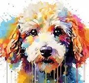 Generic Colorful Poodle Cute Dog 5D Diamond Paint for Adults Full Drill Round Diamond Art Painting by Number Kits for Beginners Gems Cross Stitch for Wall Decor 13.8x13.8inch(3)
