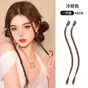 Set of 2: Braided Hair Fringe 1 Pair - Brown - One Size