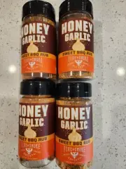 4 btls. Fire & Smoke Society Honey Garlic Sweet BBQ Rub 6.5 oz New Spice Season