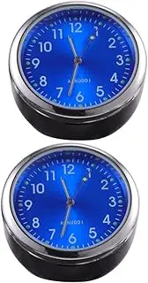 ULTECHNOVO 2 Pcs Car Clock Quartz Clock Vehicle Clock Car Mounted Clock Car Dashboard Clock Luminous Clock Abs Blue