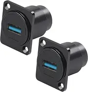 tunghey USB3.0 D Series Panel-Mount Connector | D-USB-3.0 USB 3.0 Pass Through Connector (2Pack)