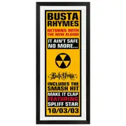 Busta Rhymes - It Ain't Safe No More Promotional Vintage Daybill Poster Framed