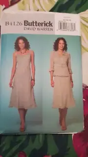Butterick 4126 Pattern Jacket & Dress Flounce Sleeves Sizes 12 14 16 UNCUT