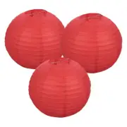 3Pcs Decorative Hanging Round Paper Lanterns 30cm/12", Red