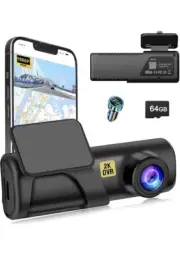 Dash Cam 2K for Cars WiFi FHD with Free 64GB SD Card, 160° Wide Angle