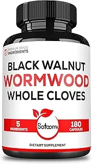 SATOOMI 5 in 1 Wormwood Capsules Supplement - Extracted from Black Walnut, Whole Cloves, Turmeric and Berberine HCl - Immune System & Digestion Health - 180 Count -90 Day Supply