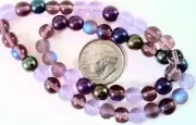 50 Czech Pressed Glass Druk 6mm Round Beads Lilac Purple MIX with 1mm Hole