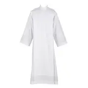 Eyelet Embroidery Front Wrap Alb Poly Cotton with Reinforced Seams Size Large