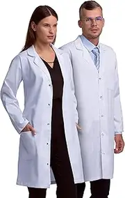 [Lab Coat X] Professional for Men and Women, Polycotton, Unisex, 40 Inch Length, White, Student for Men
