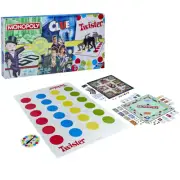 Hasbro Monopoly, Clue & Twister Board Pack Of 3 Boards Classic Family Game Set