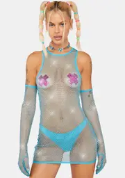 [Club Exx] Stage Hopper Fishnet Dress Set