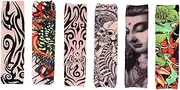 [SHERCHPRY] 6Pcs Sunproof Arm Sleeves Temporary Tattoo Design for Outdoor Compression Sleeves for Men and Women Protection and Sweat Absorption