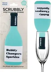 White Magic Scrubbly Wine Glass/Cup Washing Sponge, Champagne - No-Scratch, Tapered Sponges for Crystal Clear Wine Glasses, Effortlessly Removes Lipstick & Wine Stains, Perfect for Delicate Glassware