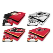 OFFICIAL NHL CALGARY FLAMES VINYL SKIN DECAL FOR PS4 SLIM CONSOLE & CONTROLLER