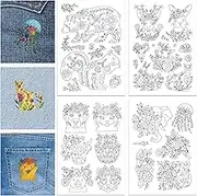 GLOBLELAND 70Pcs Flowers Pattern Water Soluble Hand Sewing Stabilizers Animals Stick and Stitch Embroidery Designs Paper for Fabric Embroidery Stitch Practice Embroidery Patterns Transfers 4 Sheets