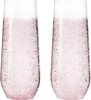 [Youngever] 16 Pack 210ML Shatterproof Champagne Flute, Plastic Champagne Flutes, Re-usable Champagne Glasses, Recyclable Champagne Plastic Cup - Stemless, Shatterproof, Flute Glasses