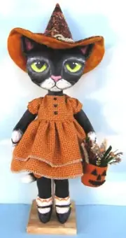 Cloth Folk Art Doll Pattern "Black Cat" by Susan Barmore