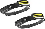 2PCS Head Lamps, Headlamp Rechargeable, 230° Wide Beam Head Lamp LED with Motion Sensor - Camping Essentials, Waterproof Head Light for Hiking, Running, Fishing, Cycling (2 Pack)