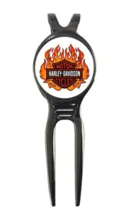 Harley Davidson Motorcycles Golf Ball Marker + Black Gunmetal Divot Tool Gift