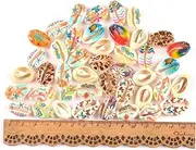[SEWACC] Diy Shell Material Kit for Women 20pcs Colorful Shell Printing Pendants for Earring Bracelet Anklet Craft Random Style