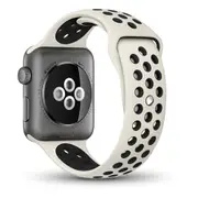Silicone Apple Watch Band Sport Loop For Apple Watch 44mm Ivory White/Black