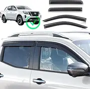 Weather Shields for Nissan Navara NP300 D23 Accessories 2015-2025 Dual Cab, Weathershields Window Visors Car Wind Deflectors Sun Rain Guard Exterior, Injection Tinted Black 4PCS