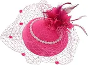 [Ipetboom] Fascinator Headband Top Hat: Fake Fake Pearl for Women Lightweight Mesh Veil Party Hat for Wedding Guests Special Occasions