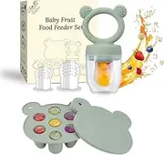 Silicone Fruit Feeder Pacifier & Breastmilk Popsicle Freezer Molds| Baby Food Storage Containers Breast Milk Ice Cubes for Baby Teething & Infant Self Feeding (Green)