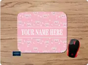 PIG PIGGY PINK PATTERN PERSONALIZED YOUR NAME CUSTOM PC MOUSEPAD DESK MAT GIFT