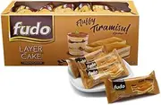 Fudo Layer Cake Tiramisu Flavour Bite Size Malaysian Snack with Cream Coffee-Infused Cake Layers Individually Wrap Sponge Cake Pack of 24