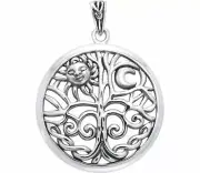 Jewelry Trends Sterling Silver Celtic Sun Moon Tree of Life Pendant