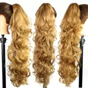 European And American Wig Female Chemical Fiber Ponytail Grab Clip Wavy Long Cur