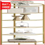 6-Tier Glass Corner Shelf Stand TemperedGlass SteelFrame Modern Organizer Golden