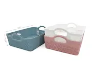 bulk 24 Plastic Rectangle Storage Basket W Handle 3 Assort Holder Fruit 27x9cm