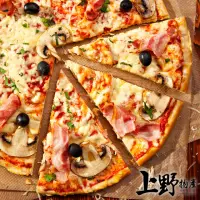 在飛比找momo購物網優惠-【上野物產】6吋巴黎經典培根起士 pizza佐蘑菇15片(1