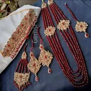 New Indian Pakistani Bridal Jewellery Set Choker Mala Earrings Jhummar Tikka UK